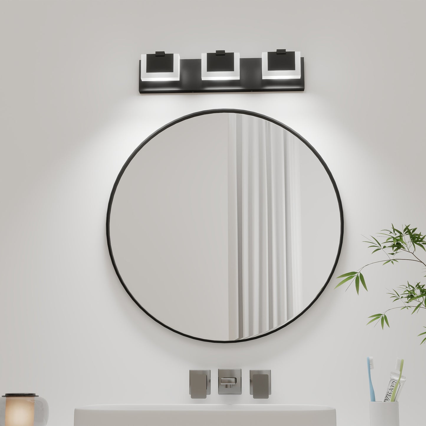 3 Lights Modern Black Vanity Light Up And Down Black LED Vanity Light Fixtures Bathroom Wall Light Over Mirror 6000K