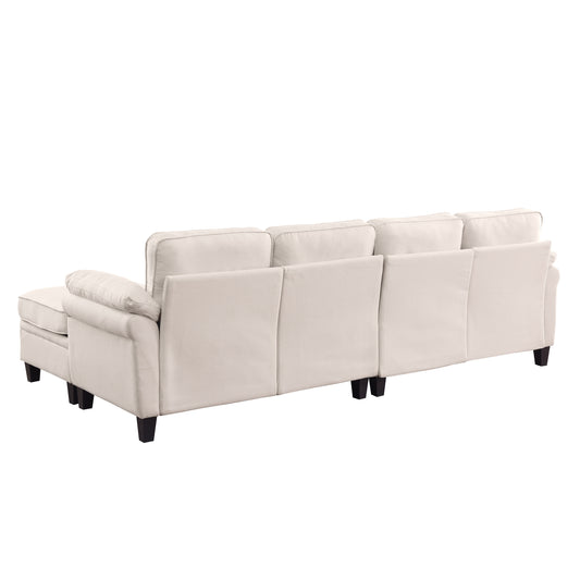 102 Inch Beige  Linen Fabric Modular Combination Sofa, L-shaped Cloud Sofa With Storage Space Under The Sofa, DIY Combination For Living Room Use