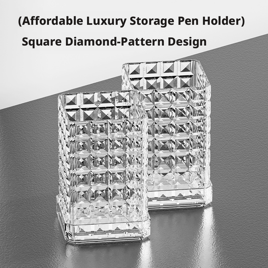 Light luxury texture pen holder-two-seat, two-cup model-transparent white-PET-1 piece