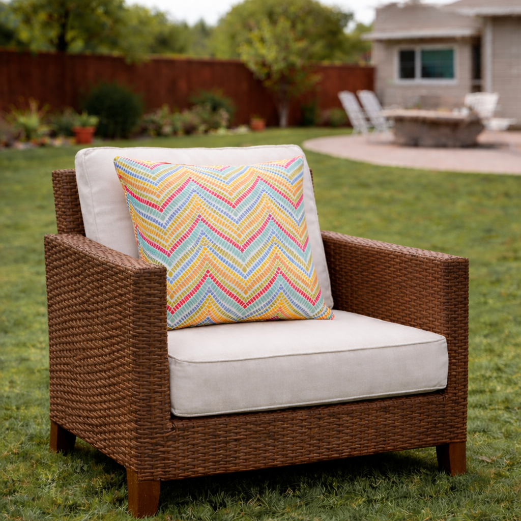 2 Pack Outdoor Throw Pillows, Waterproof & Fade-Resistant Patio Cushions For Garden, Porch, Poolside Furniture - Soft & Comfortable Decorative Pillow Covers 18x18 Inch, Muted Multicolor