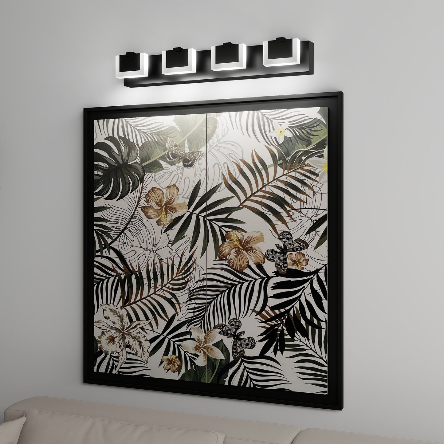4 Lights Modern Black Vanity Light Up And Down Black Bathroom Lighting Fixtures LED Bathroom Wall Light Over Mirror 6000K