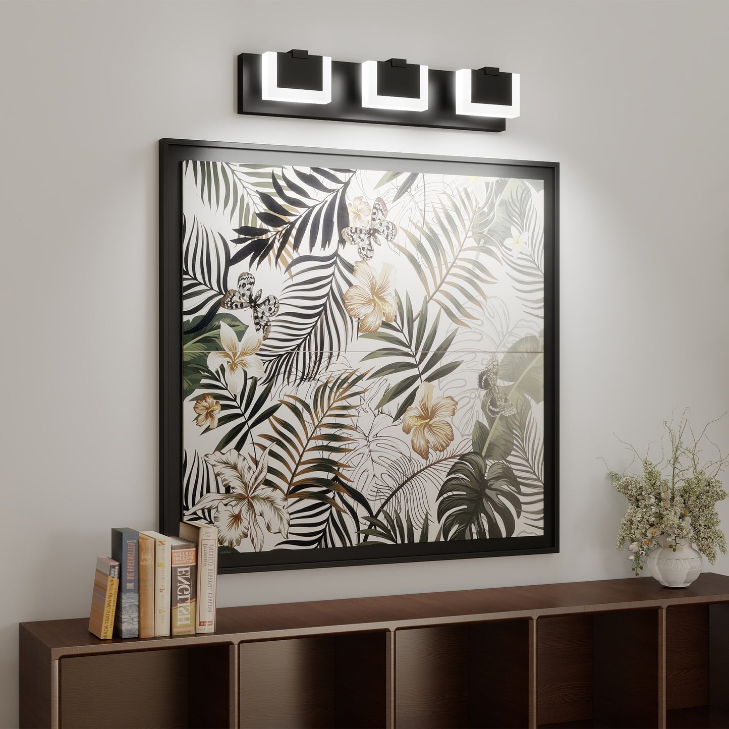 3 Lights Modern Black Vanity Light Up And Down Black LED Vanity Light Fixtures Bathroom Wall Light Over Mirror 6000K