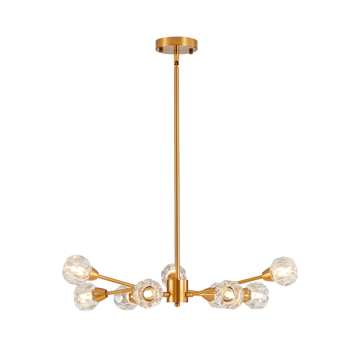 28 Modern Crystal Chandeliers, 9 Lights Golden Chandelier For Living Room Bedroom, Dining Room Chandelier Over Table, Kitchen Light Fixtures Bulbs Not Included
