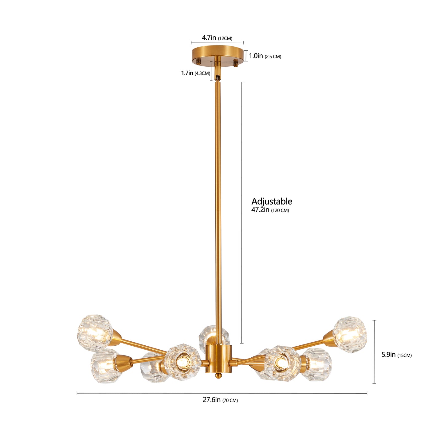 28 Modern Crystal Chandeliers, 9 Lights Golden Chandelier For Living Room Bedroom, Dining Room Chandelier Over Table, Kitchen Light Fixtures Bulbs Not Included