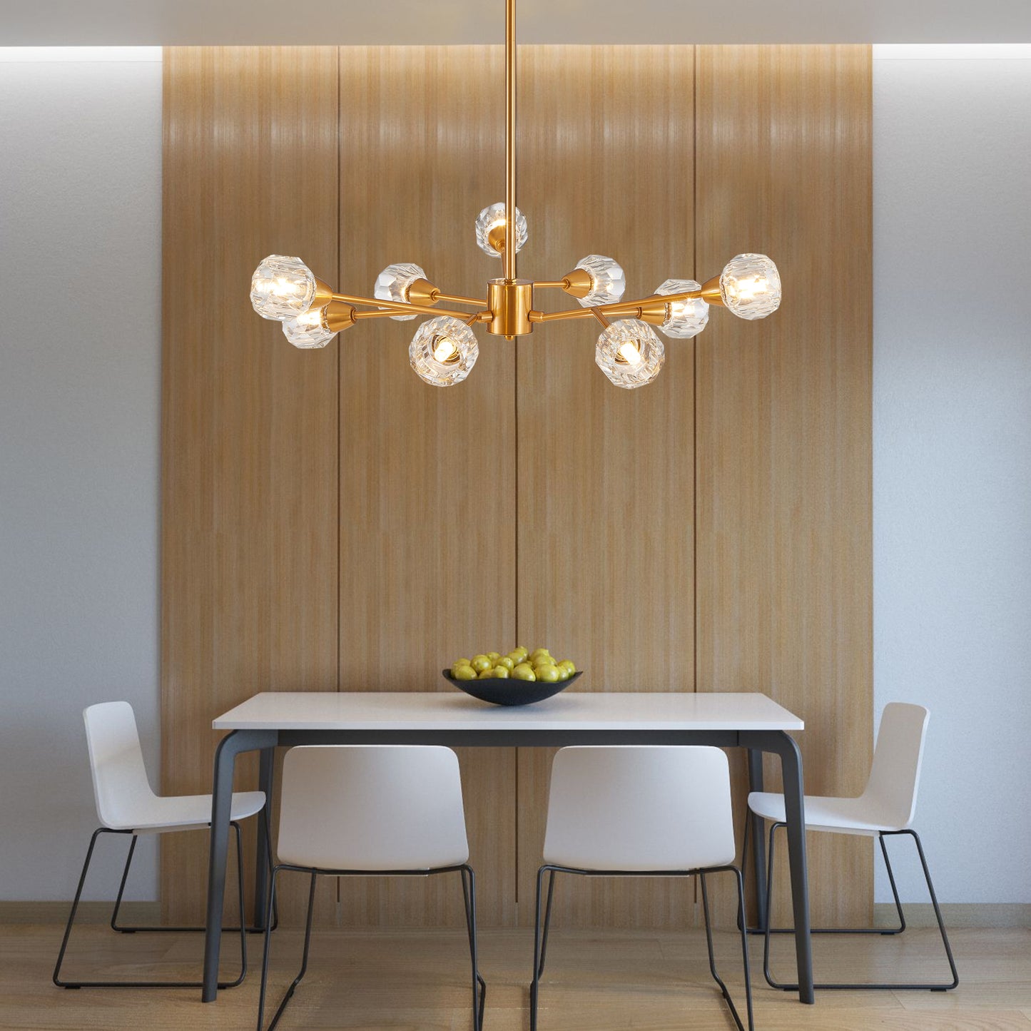 28 Modern Crystal Chandeliers, 9 Lights Golden Chandelier For Living Room Bedroom, Dining Room Chandelier Over Table, Kitchen Light Fixtures Bulbs Not Included