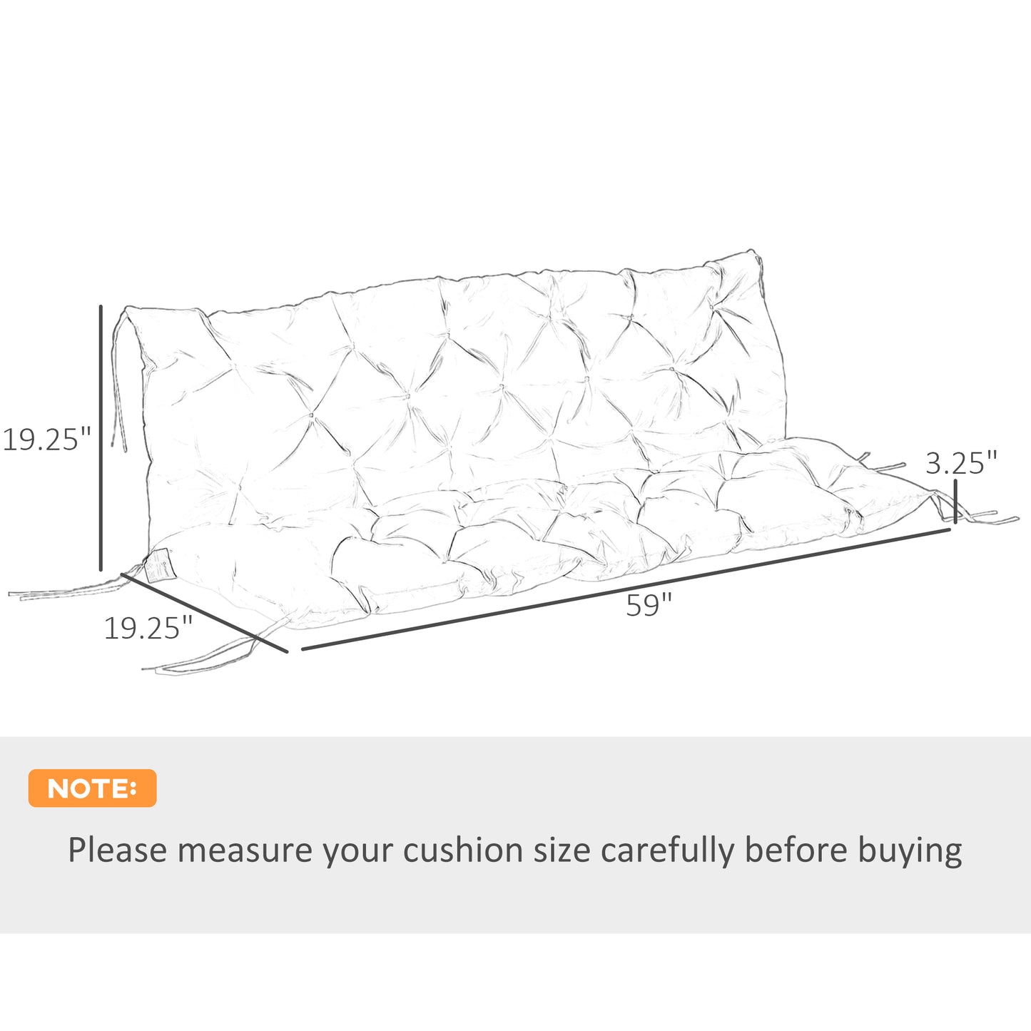 59" X 38" Tufted Bench Cushion For Outdoor Furniture, 3-Seater Replacement For Swing Chair, Patio Sofa/Couch, Khaki