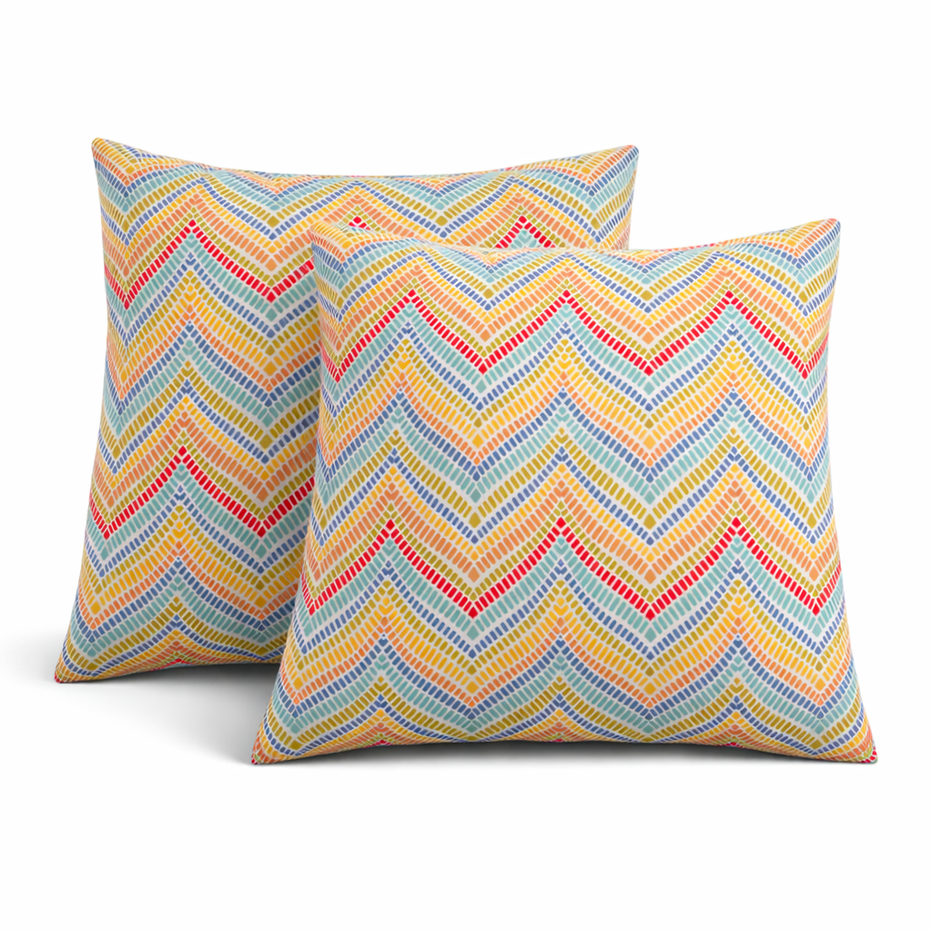 2 Pack Outdoor Throw Pillows, Waterproof & Fade-Resistant Patio Cushions For Garden, Porch, Poolside Furniture - Soft & Comfortable Decorative Pillow Covers 18x18 Inch, Muted Multicolor