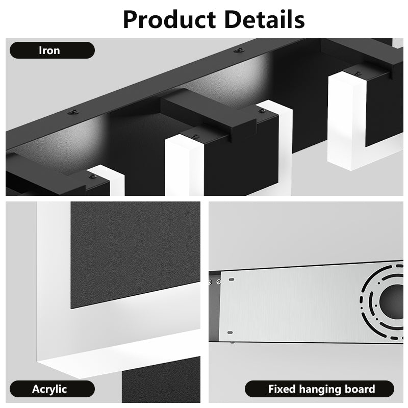 4 Lights Modern Black Vanity Light Up And Down Black Bathroom Lighting Fixtures LED Bathroom Wall Light Over Mirror 6000K