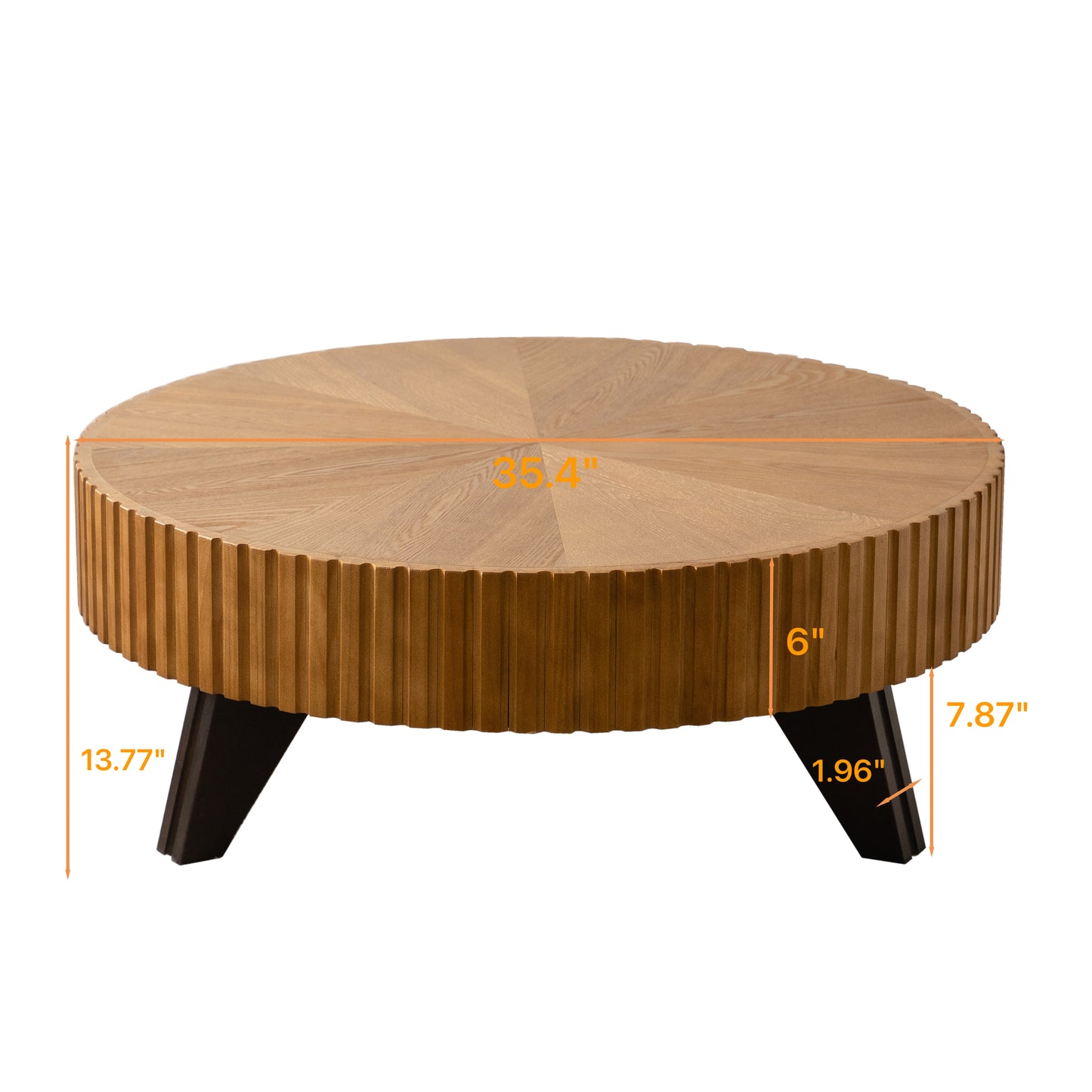 35.4 Round Retro Coffee Table, Coffee Table Suitable For Coffee And Home Decor, Natural